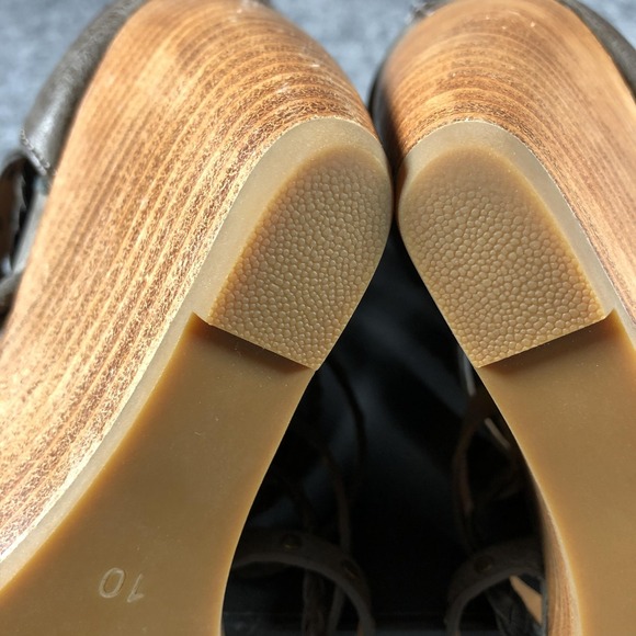 Crown Vintage Sandals Womens Size 10 Taupe Gladiator Wedge Studded Braided - Picture 14 of 15